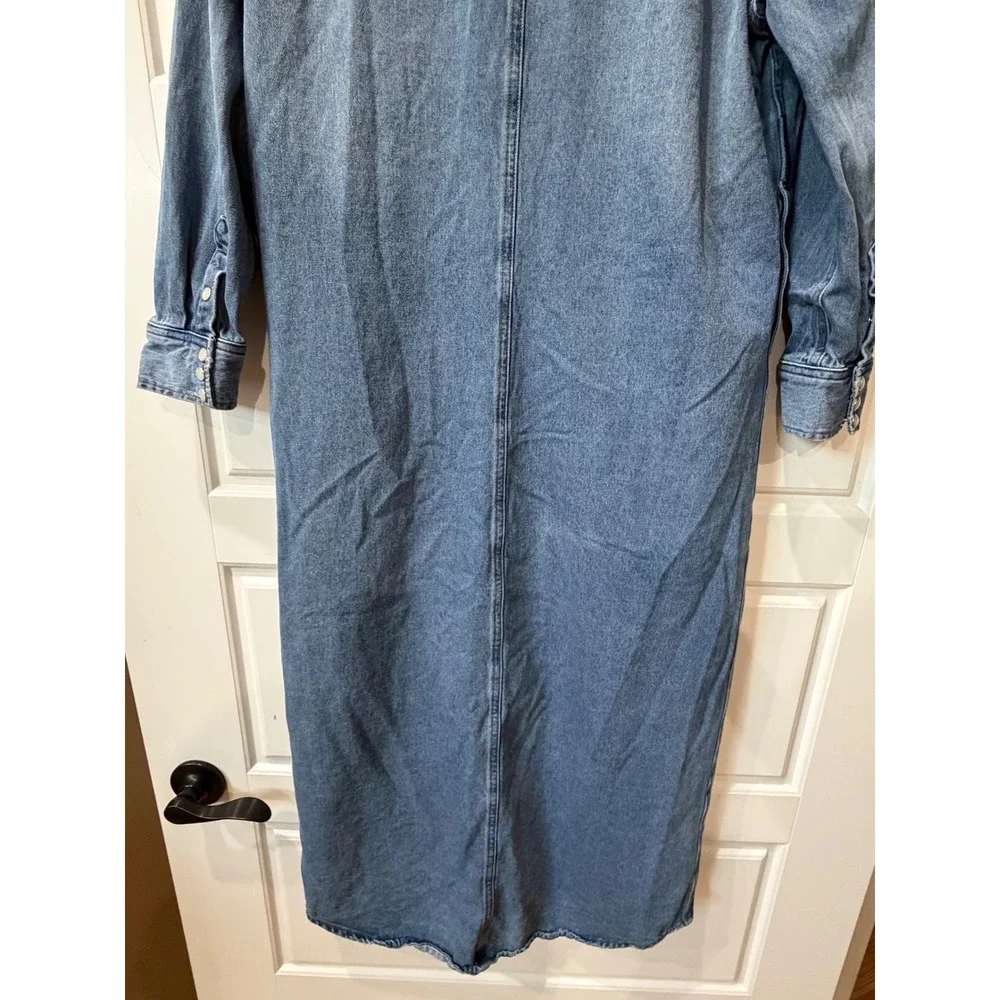 Sendero Annie Denim Pearl Snap Midi Shirt Dress Small Western Cowgirl Ranch